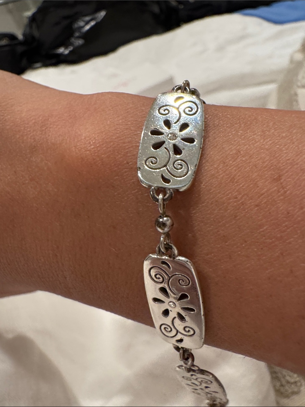 Brighton Silver Floral Link Bracelet - Silver